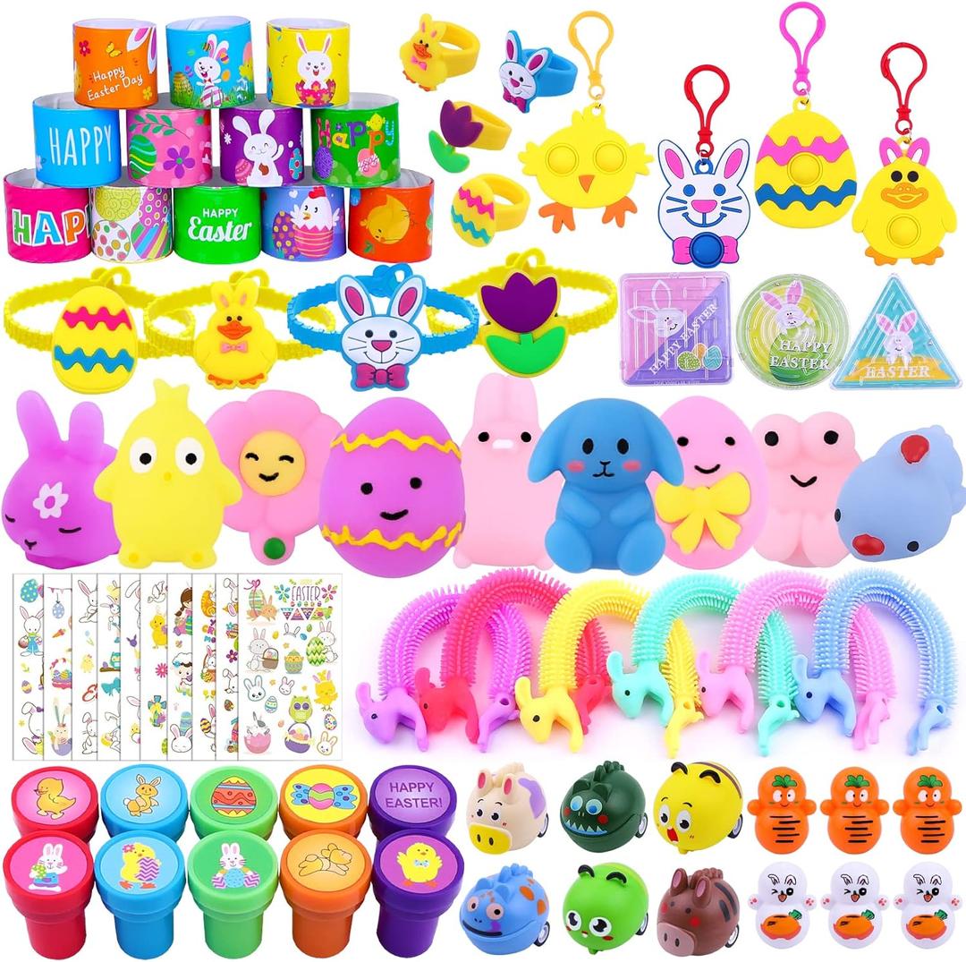 XIMISHOP 73PCS Easter Party Favors Assortment Bulk, Easter Egg Fillers Basket Stuffers Classroom Exchange Gift Prize for kids girls, Easter Pinata Filler Goodie Bags