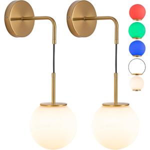Battery Operated Gooseneck Wall Light Bend Pipe Sconce Adjustable Angle Lighting Fixturewith Remote Dimmable LED Bulb for Farmhouse Interior Decor (Color : Gold)