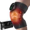 Heated Knee Massager, Knee Heating Pad for Knee Pain Relief, Cordless Knee Massager with Heat and Vibration, Heating Pad for Knee Shoulder Elbow, Knee Brace Knee Warmers Stress Relief (Black White)