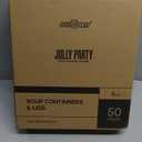 JOLLY PARTY 50pack 8oz Paper Soup Containers with Lids, Disposable Paper Food Cups, Ice Cream Cups, Food Storage with Lids, Microwavable and Freezer Safe, Suitable for Christmas Thanksgiving (Brown)