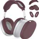 Silicone Case Cover for AirPods Max Headphones,Ear Pad Case Cover/Ear Cups Cover/Headband Cover for AirPods Max (USB-C/Lightning)(2024/2020),Soft Silicone Accessories for Apple AirPods Max, Burgundy (Burgundy-M)