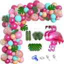 124Pcs Tropical Flamingo Balloon Arch Garland Kit 40" Flamingo Balloons Hot Pink Confetti Balloons Tropical Palm Leaves 4 Tools Hawaiian Luau Birthday Wedding Baby Shower Party Decorations Supplies