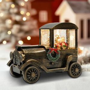 Christmas Snow Globe Lantern Truck Water Glittering Globe with Snowman 8 Music Songs Christmas Snow Globes USB & Battery Operated for Christmas Festival Decorations Gifts (Truck-Snowman)