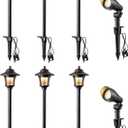 EDISHINE 8 Pack Low Voltage Landscape Lights Kit, 3W 120LM LED Pathway Lights & 3.2W 240LM Spotlights, 12V Outdoor Landscape Lighting with Connectors, Aluminum Landscape Light for Yard Path, Garden