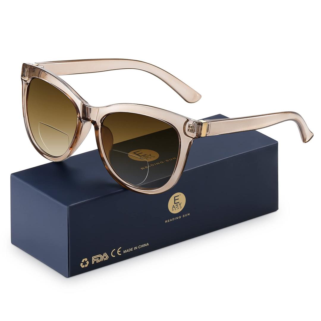 EASY READ Bifocal Reading Sunglasses for WomenFashion Sun Readers UV400 Protection(Magnification 1.50,Brown)