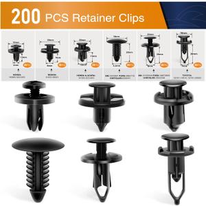 GOOACC Universal Plastic Fender Clips,200 Pcs Push Bumper Fastener Rivet Clips with 6 Size Auto Body Retainer Clips Bumpers, Car Fender Replacement for GM, Ford & Ch
