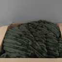 EXQ Home Fluffy Comforter Set King Size - Super Soft Faux Fur Stripe Jacquard Comforter 3 Pieces, Olive Green Fleece Bedding Set,Winter Warm Bed Set,1 Comforter with 2 Pillowcases