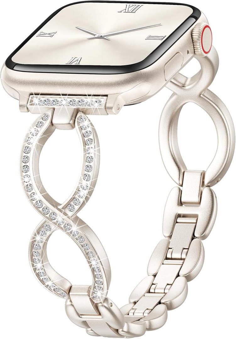 Filoto Bling Band Compatible with Apple Watch 38mm 40mm 41mm 42mm 44mm 45mm 46mm 49mm for Women, Thin Metal Strap Dressy Slim Jewelry Bracelet for iWatch Band Series 11 10 9 8 7 6 5 4 SE 3 2 1 Ultra