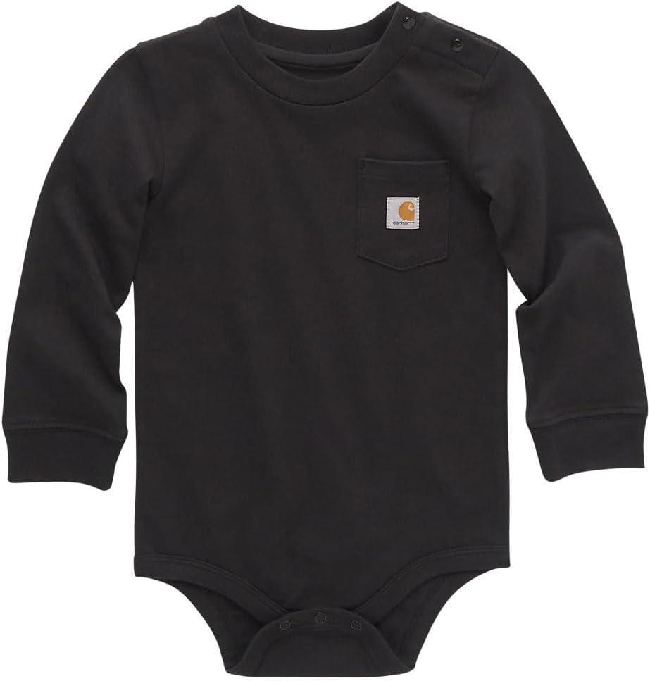 Carhartt Long-Sleeve Pocket Bodysuit (12 Months, Caviar Dark Black)