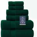 COZYART Dark Green Bath Towel Set 6Pcs, Turkish Cotton Hotel Soft Absorbent Thick Bathroom Towel Sets of 6 with 2 Large Bath Towels, 2 Hand Towels, 2 Washclothes, 650 GSM