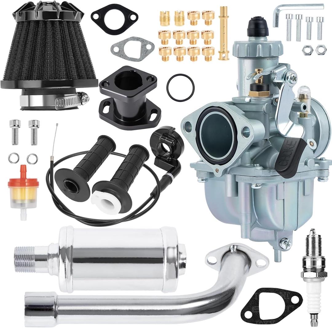 SOFO 212 Performance Parts VM22 Carburetor Exhaust Muffler for Predator Coleman CT200U BT200X Baja MB200 KT196 Stage 2 Kit Mini Bike Go Kart 224cc 196cc 6.5HP GX160 Engine