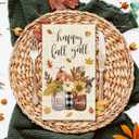 Whaline 80Pcs Fall Guest Paper Napkins Hello Fall Pumpkin Leaves Floral 3 Ply Disposable Napkins Autumn Rustic Dinner Hand Towels for Harvest Thanksgiving Party Table Decor