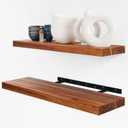 BATODA Set of 2 24" Acacia Wood Floating Shelves Wall Mounted  Rustic Farmhouse Wooden Wall Storage Shelf for Bedroom, Kitchen, Home Dcor - Brackets and Shelving Hardware Included