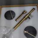 Adjustable-Height Marble Drink Table - 12x12x22-30, Black Marble & Antique Brass, Modern Round End Table, Side Table with Pedestal Stand for Small Spaces, Vintage Metal Martini Cocktail Accent (12-INCH WIDE TOP)