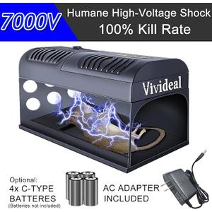 Electric Rat Trap, Humane & Efficient Mouse Trap Electronic Rat Traps Indoor for Home, Electric Traps for Mouse Mice, Indoor Outdoor Use,Black