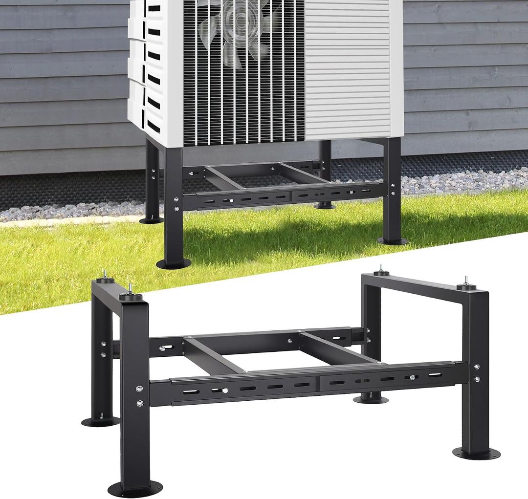 Mini Split Ground Stand for 24000-60000BTU, Mini Split AC Bracket for Ductless Air Conditioners Heat Pump System,Heavy Duty Condenser Stand Adjustable Length 29.5" to 45.3" Max Load 700Lbs (Black)