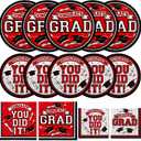 Graduation Party Supplies Dinnerware Set red Disposable dinner paper plates dessert paper plates and Napkins for Congrats Grad Party Decorations, Serve 50