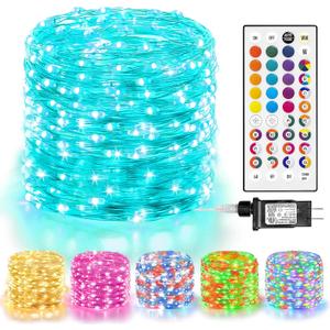 LitHome Led Christmas Fairy Lights Plug in, 200LED 66FT Color Changing Fairy Lights with Remote, 9 Modes Led Christmas Lights Indoor, Easter Pastel Fairy String Lights Twinkle for Party Easter Decor (RGB (Red, Green, Blue))