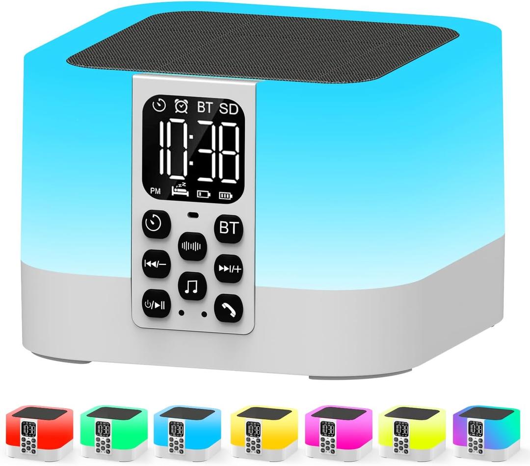 Gifts for Teen Boys Girls, Night Light Bluetooth Speaker, Multi-Color Changing Alarm Clock for Bedrooms, Dimmable Bedside Lamp, Best Birthday Gift Trendy Stuff for 8 - 14+ Years Old Teenage Girls Boys (Cyan)
