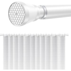 Shower Curtain Rod 45-77 Inch Adjustable Shower Rod White Tension Rod Spring Curtain Rod Rust Proof Shower Rods for Bathroom White Curtain Rods No Drilling