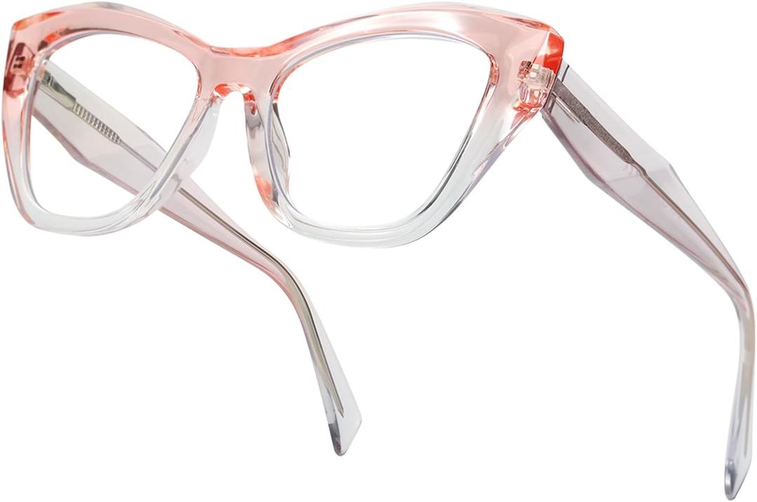 SODQW Pink Cateye Blue Light Glasses for Women, Trendy Cat Eye Anti Blue-light Glasses for Computer/TV/Phone/Gaming