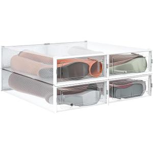 Parat nta 4-Piece Extra Large Boot and Shoe Storage Boxes, Stackable Clear Plastic Shoe Organizer, Space-Saving Shoe Boxes for Boots, Sneakers, and High Heels, Clear