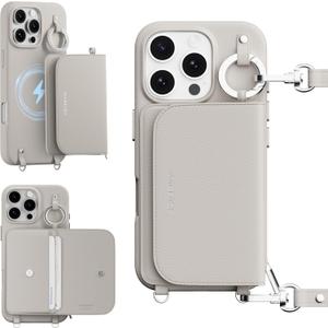 MAGEASY Designed for iPhone 16 Pro Wallet Case 6.3" - Detachable Wallet Case with Crossbody Strap, 16ft Ultimate Drop Protection, [The Only Phone Case with Purse Compatible with MagSafe] | Pouch M (Starlight)