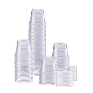GUSTO 1 oz Jello Shot Cups with Lids [100 Count] Clear Plastic Portion Containers, Condiment Cups for Sauces, Dressings & Samples – Durable, Stackable, Leak-Resistant (Formerly Comfy Package)