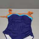 Eomenie Women's One Piece Swimsuit Tummy Control Ruched Bathing Suit Full Coverage Slimming Swimwear Color Block Swim Suit (Large, Orange-blue-royal Blue)