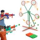Shooting Games Toys for Age 5 6 7 8 9 10+ Year Old Boys, Kids Toy Sports & Outdoor Game with Moving Shooting Target & 2 Popper Air Toy Guns & 24 Foam Balls, Gifts for Boys and Girls
