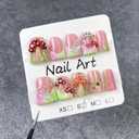 10Pcs Fall Winter Handmade Press on Nails Duck Medium Fake Nails French Tip False Nails with 3D Mushroom Butterfly Design Handmade Duck Nails Press ons Reusable Stick on Nail for Women (S)