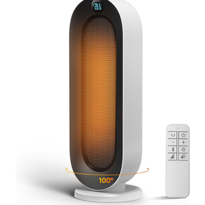 Space Heater for Indoor Use, 1500W Electric Heaters with 100° Oscillation, 1-12H Timer, Remote, Tower Heater Quick 2s PTC Ceramic Heating, Safety Heater for Office, Bedroom, Large Room (White)
