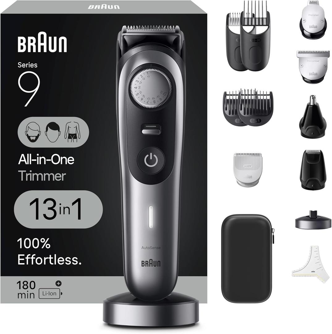 Braun Series 9 All-in-One Multi Grooming Kit for Men, 13-in-1 Beard Trimmer, Body Groomer, Hair Clipper and Manscaping for Face & Body, 9440