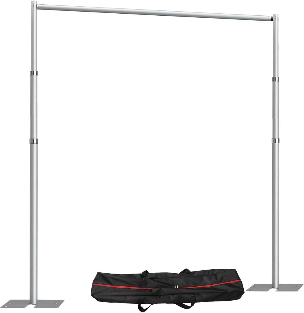 10x 8.6ft Pipe and Drap Backdrop Stand Kit ,Heavy Duty Adjustable Frame Backdrop Stand With Flat Base,Carry Bag for Event, Birthday Party, displays and Wedding Decoration.