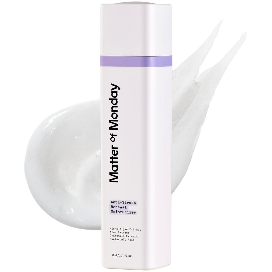 Matter of Monday Face Moisturizer - Anti-Stress Renewal | Hydrating & Calming, Lightweight | Smooths Fine Lines & Wrinkles, Strengthens Skin Barrier with Hyaluronic Acid, All Skin Types, 1.7 oz