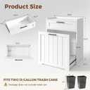 Pull Out Trash Can Cabinet, 2x13 Gallons Garbage Recycling Bin with Drawer