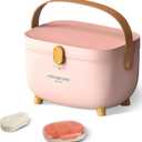 Glosen Medicine Box with Latch Lock,Medication Box to Organize Medicine and Pills,11.10 * 8.66 * 7.48 inches(Pink)