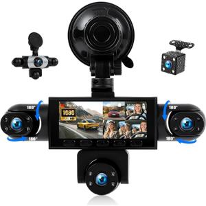 5 Channel Dash Cam 360Wide Angle Dash Camera for Cars 1080P with Loop Recording Night Vision Reversing Help 3.16-inch Dash Cam Front and Rear