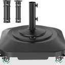 Umbrella Base with Wheels, Umbrella Stand Base Heavy Duty 100lb Windproof, Fillable Umbrella Base Mobile Square Umbrella Stand Outdoor Base for Patio, Deck, Poolside, Lawn, Fits Most Sized Umbrellas (Large, Black)