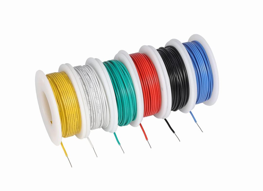 TUOFENG 30 awg Wire Solid Core Hookup Wires-6 Different Colored Jumper Wire 100ft or 30m Each, 30 Gauge Tinned Copper Wire PVC (OD: 0.60mm) Hook up Wires Kit