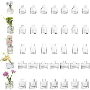 Glasseam Mini Bud Vases in Bulk 40: Clear Small Flower Vases for Centerpieces Cute Tiny Glass Vase for Flowers Modern Decorative Wedding Table Centerpiece for Dining Room Decor