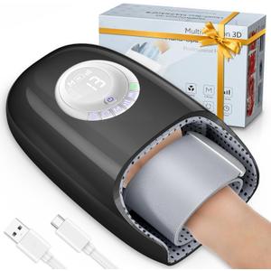 Mothers Day Gifts for mom Hand Massager with Heat and Compression, 3D Machine for Hand and Finger Relief, 6 Levels Pressure Point Therapy for Wrist & Palm Kneading, Gifts for Women, FSA Black