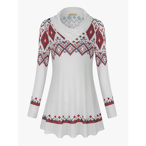 Miusey Women's Long Sleeve Cowl Neck Form Fitting Casual Tunic Top Blouse 3XL