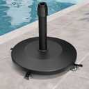 Patio Umbrella Base with 4 Wheels, 44lbs Round Heavy Duty Concrete Stand for Outdoor Market Umbrella, Black