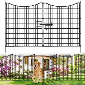 18 Panels No Dig Decorative Fence with Gate, 33 in(H) X 40.5 ft(L) Tall Garden Fence Animal Barrier, Rustproof Metal Wire Edging Border, Temporary Dog Fencing for Outdoor, Yard, Patio