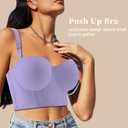 Women Longline Strapless Push Up Full Coverage Underwire Deep Cup Smoothing Bra ((38) DD, Purple)