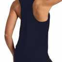 QUEQUETREE Women's Running Tank Tops Loose Fit Racerback Workout Athletic Gym Yoga Shirts Navy Blue XL
