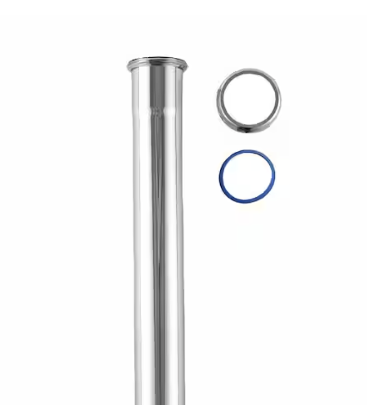 1-1/2-In x 12-In Slip-Joint Sink Drain Extension Tube, 20GA, Chrome-Plated Brass