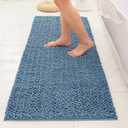 Bathroom Rugs Non Slip Washable 60x24, Extra Thick Soft Chenille Absorbent Bath Mat, High Density Barrier Non Slip Backing, Quick Dry Plush Shaggy Floor Carpet for Tub & Shower, Blue