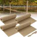 4 Rolls Natural Burlap Tree Wrap Rolls- 10in x 10ft Burlap Fabric Tree Trunk Protector- Burlap Plants Wrap Bandage with Ropes- Frost & Freeze Protection Cloth for Winter Outdoor Trees, Shrubs, Plants